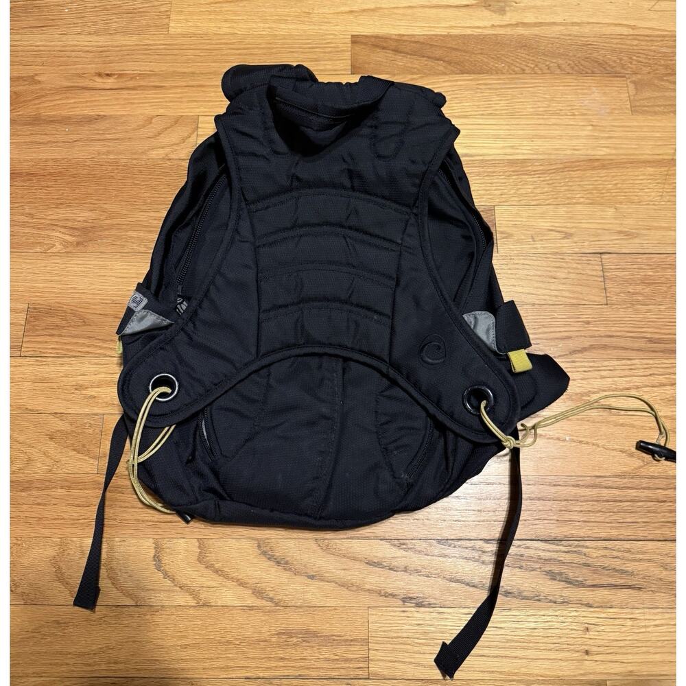 Vtg 90s Clive Skateboard Snowboard Backpack Rare Black Carry Strap Yellow Bunge